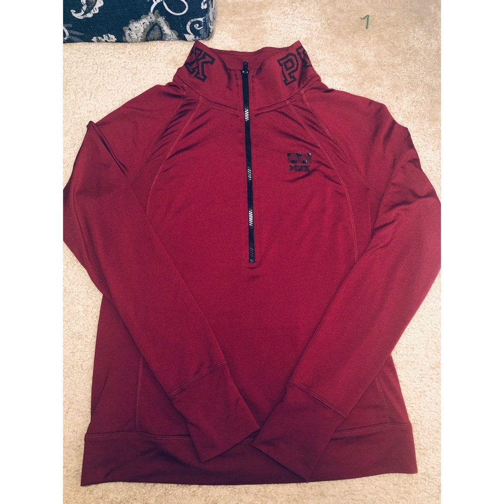 VS Pink Maroon 1/2 Zip Ultimate Pullover Sz Sm